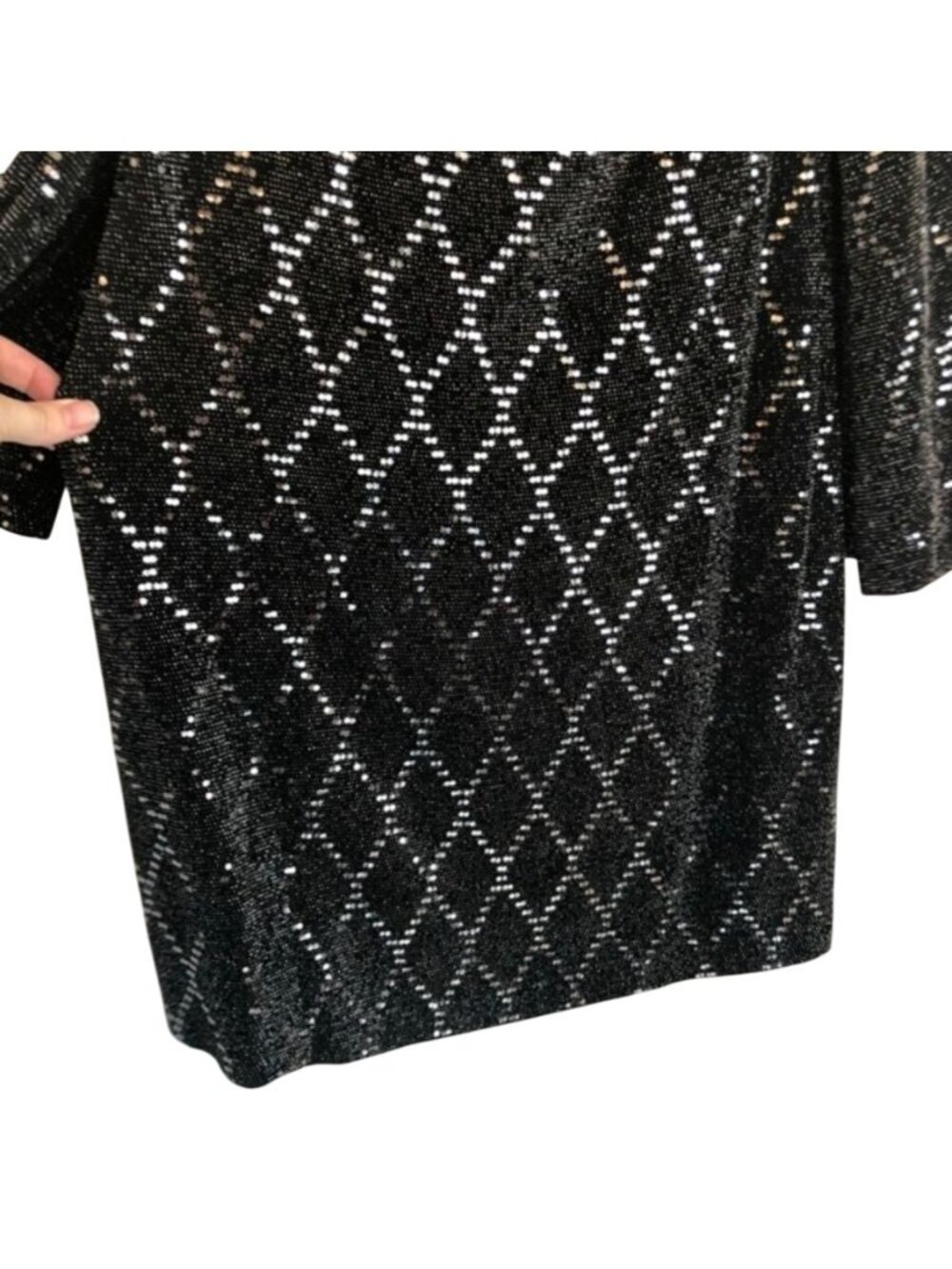Jessica Howard Cold Shoulder Mini Dress 10 Black Silver Sequin Cocktail Party - Picture 6 of 9